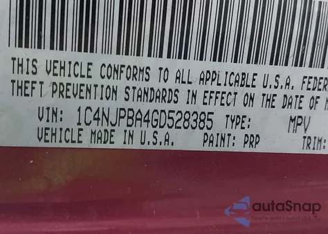 2016 Jeep Patriot Sport from USA, damaged, VIN 1C4NJPBA4GD528385